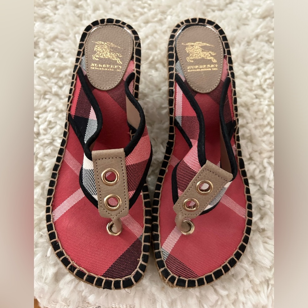 Burberry wedge sandals like new
